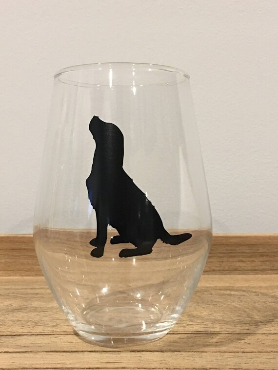 Black Lab Labrador Retriever Wine Glass Etsy
