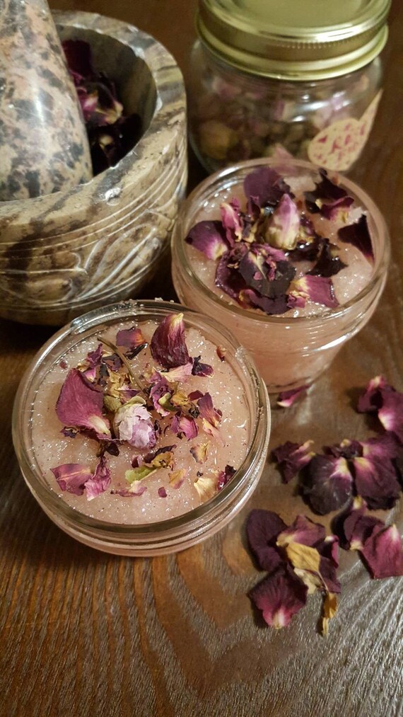 All Natural VANILLA ROSE coconut Sugar scrub / organic / raw cane sugar / detox / exfoliate / renew / young living essential oil /