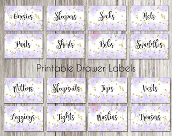 Watercolor Drawer Labels Printable Dresser Labels Boys Etsy