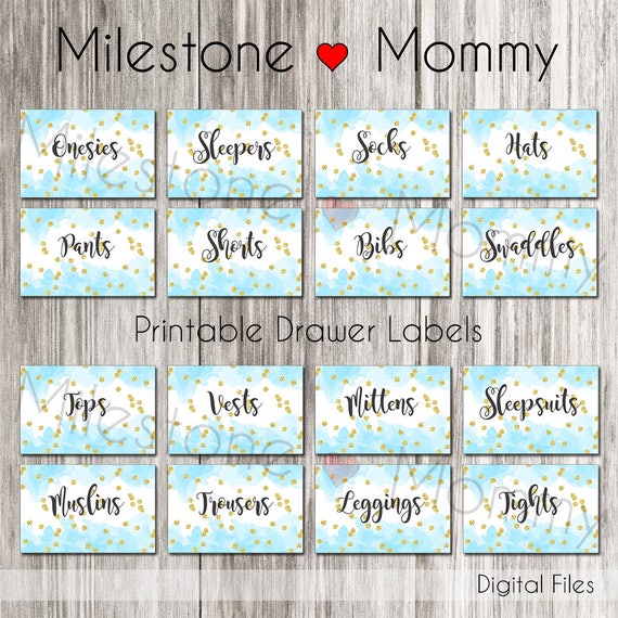 Watercolor Drawer Labels Printable Dresser Labels Boys Etsy
