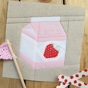 Strawberry Milk Carton Paper Piecing Pattern, PDF