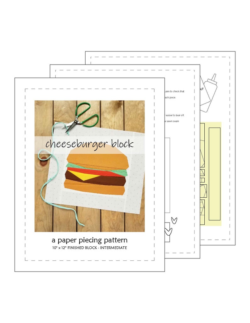 Cheeseburger Paper Piecing Pattern, PDF image 5