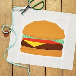 Cheeseburger Paper Piecing Pattern, PDF