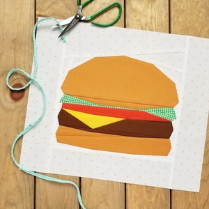 Cheeseburger Paper Piecing Pattern, PDF image 1