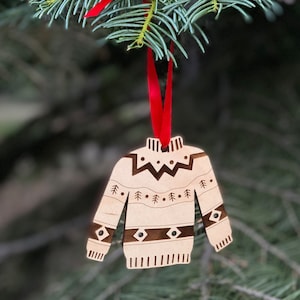 Ugly Sweater Christmas Wooden Ornament
