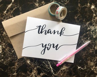 Thank you card / Greeting Card / Hand lettered / Calligraphy / Classic card / Simple / Blank Card