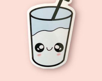 Cute Glass of Milk Weatherproof High Quality Sticker