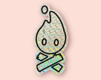 Cozy Grove Spirit Flame Logo Prismatic Sticker for Cozy Gamers Cozy Games Cozy Gaming