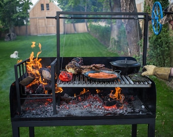 USA MADE 48 Argentine Wood Fired Parrilla Asado Grill Full-sized. 