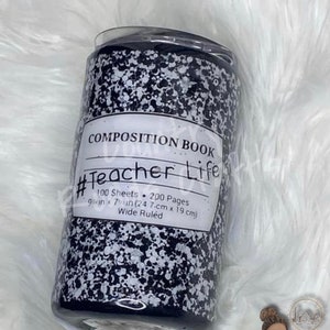Drink-ware |Tumbler |Teacher| Composition |Notebook |School |Teacher Appreciation| Coffee| Customize | Learning| Gift|Notepad|Black&White|