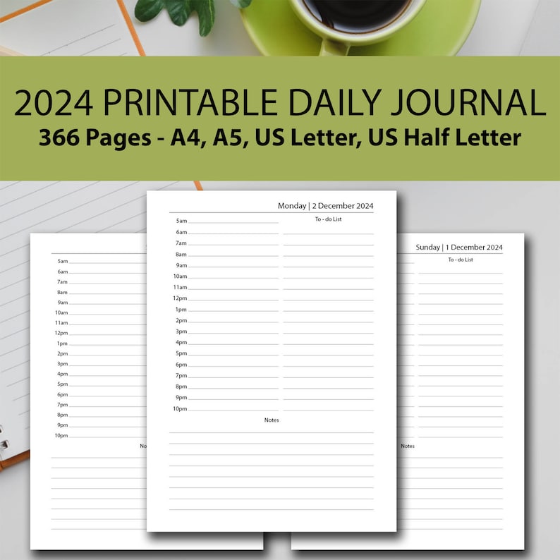 2024 Daily Diary Printable 2024 Daily Journal Printable Etsy Portugal
