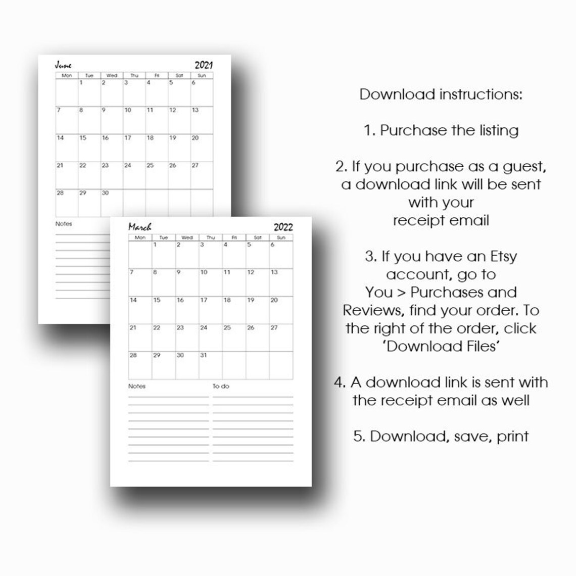 A3 Wall Calendar 2022 Printable 2022 Desk Calendar Bundle Etsy