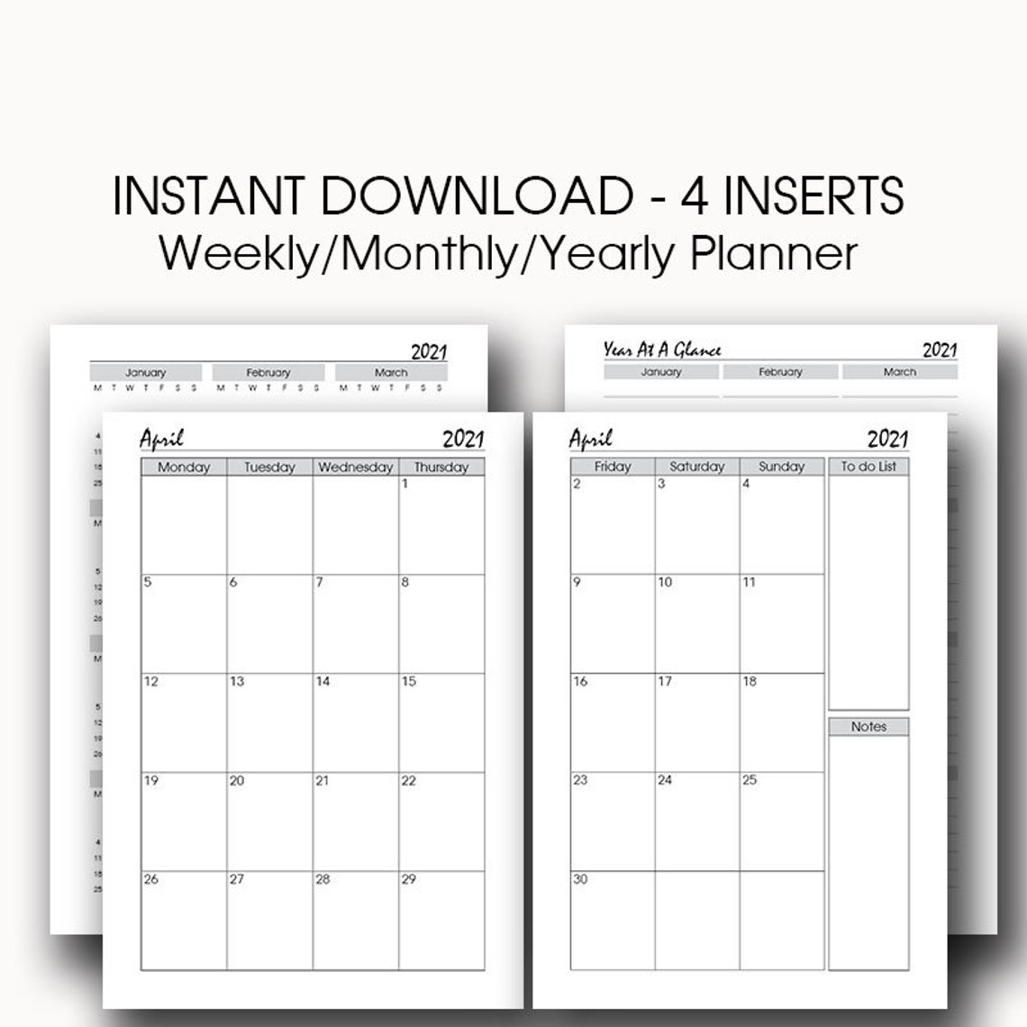 Printable Weekly Planner 2021 Planner Inserts Printable 2021 Etsy