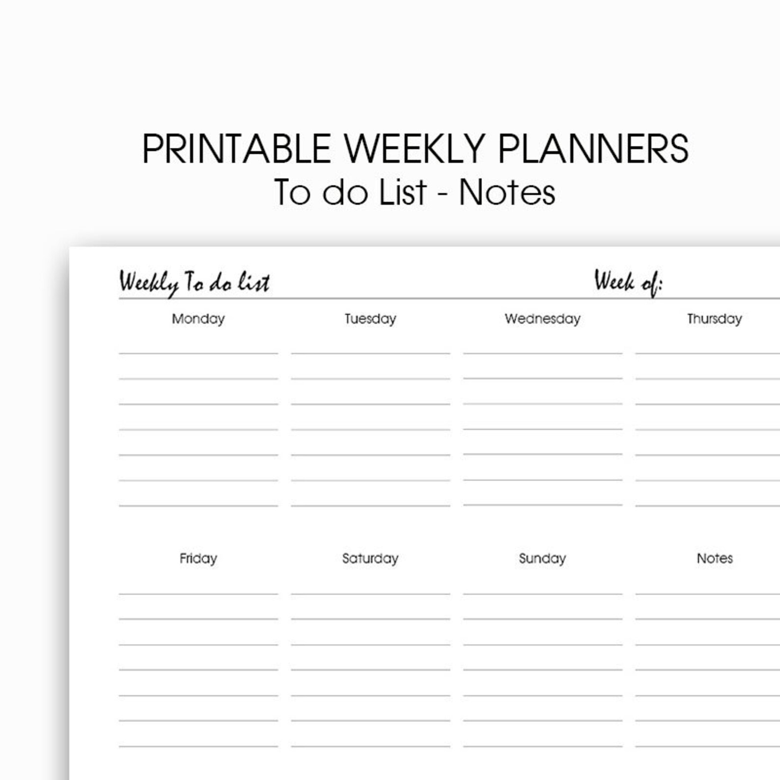 a3 weekly planner printable a5 filofax insert a4 letter
