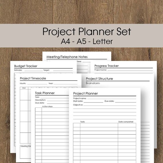 Project Planner Printable Bundle A4 A5 Letter Business Etsy