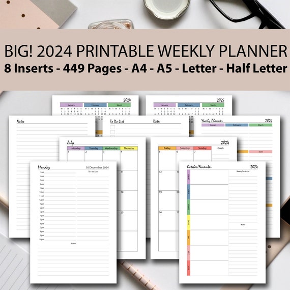 2023-2024 Weekly Planner Printable RAINBOW Bundle 2023-2024 -  UK in  2023