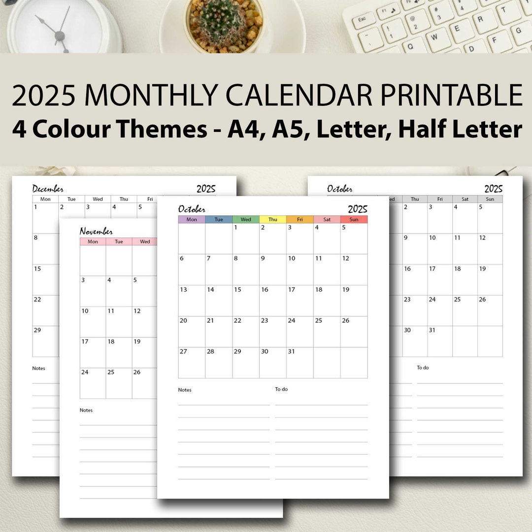 2025 Calendar Pdf, 2025 Wall Calendar, 2025 Monthly Planner, 2025 ...