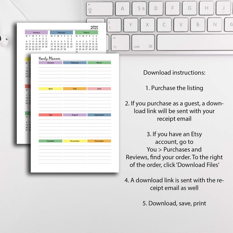 2025 Year Calendar Rainbow Printable 2025 Calendar Pdf Etsy UK