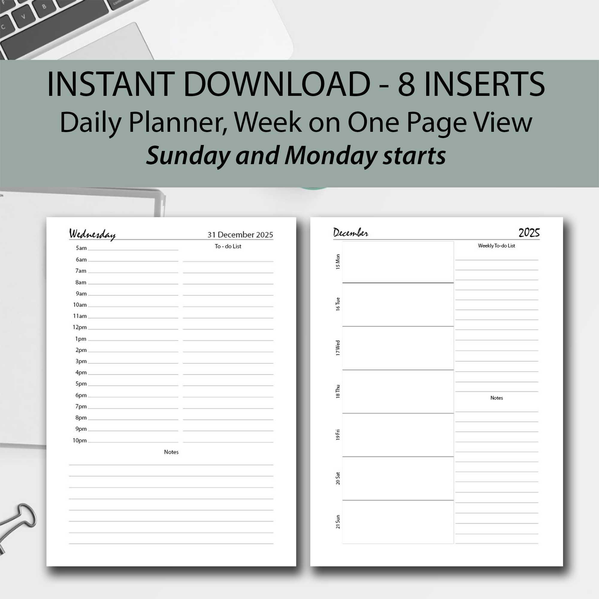 2025 Daily Planner Printable Pack, A4/a5/half Letter/letter, 2025 ...