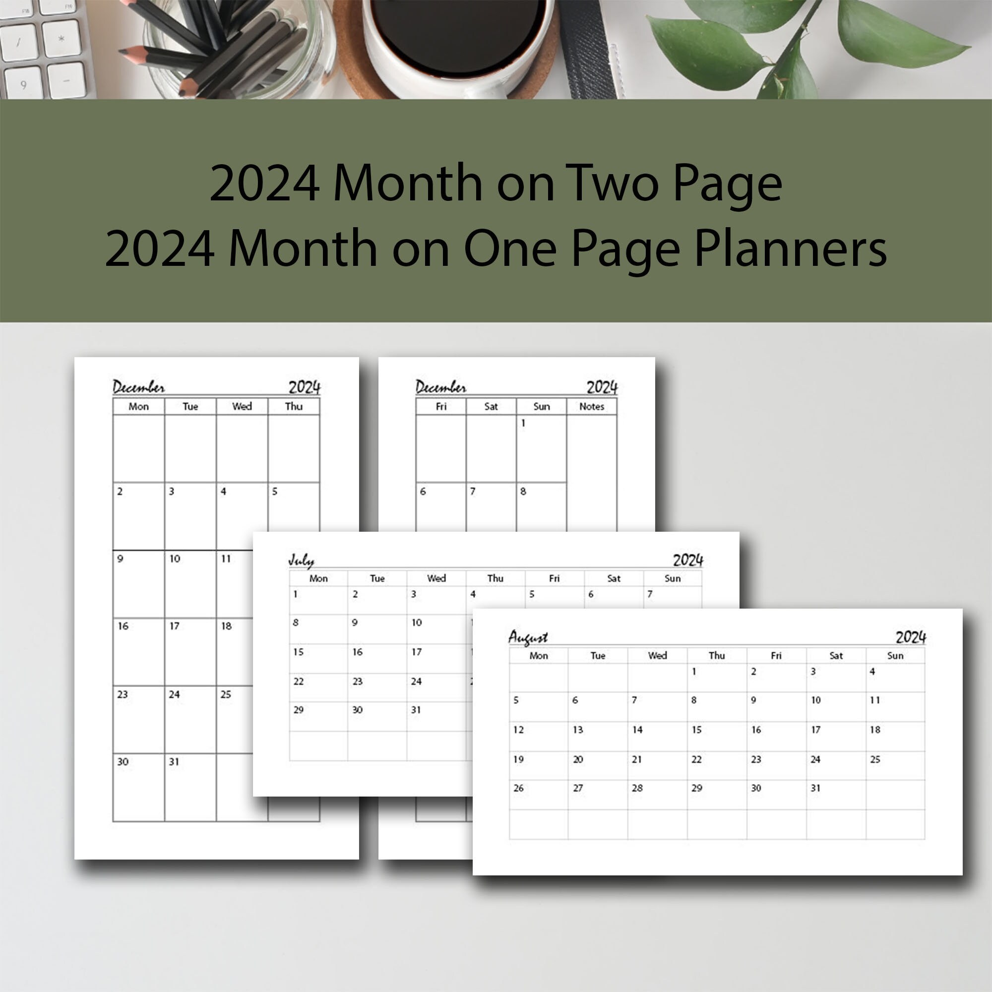 2024 Personal Size Daily Weekly Monthly Yearly Planner Printable Insert ...
