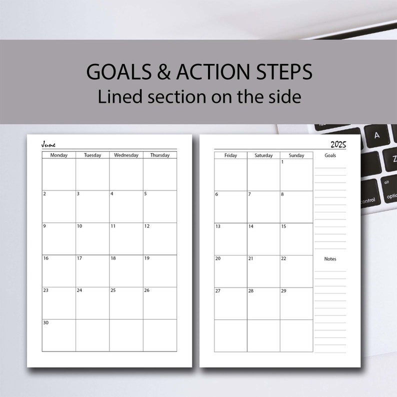20242025 Midyear Planner Printable, Month on 2 Page, A4/a5/half Letter
