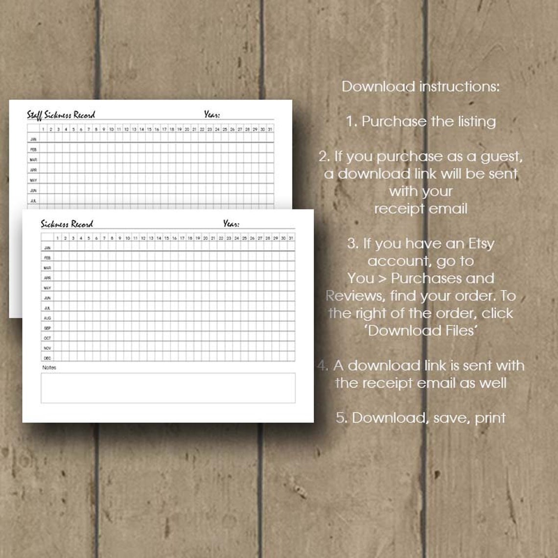 Sickness Record Keeper Printable Sickness Planner Staff | Etsy