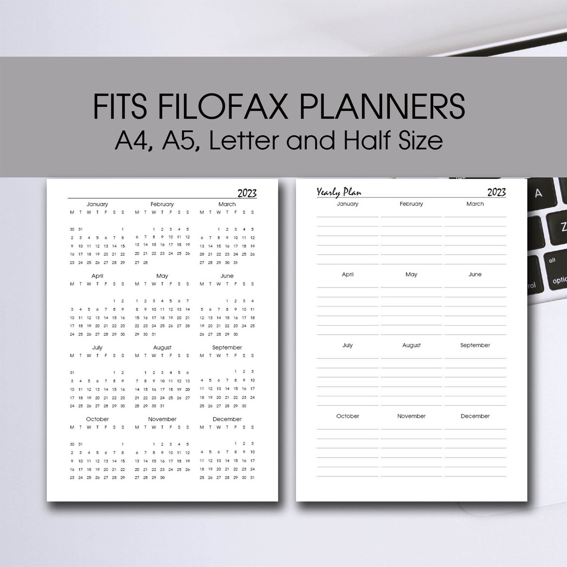 2023 Simple Printable Calendar Yearly Planner on 1 Page | Etsy Australia