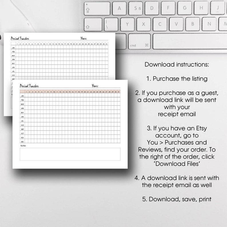 Period Tracker Printable Template Etsy Ireland