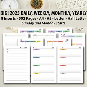 2025 Weekly Planner RAINBOW Printable Pack, A4/a5/half Letter/letter