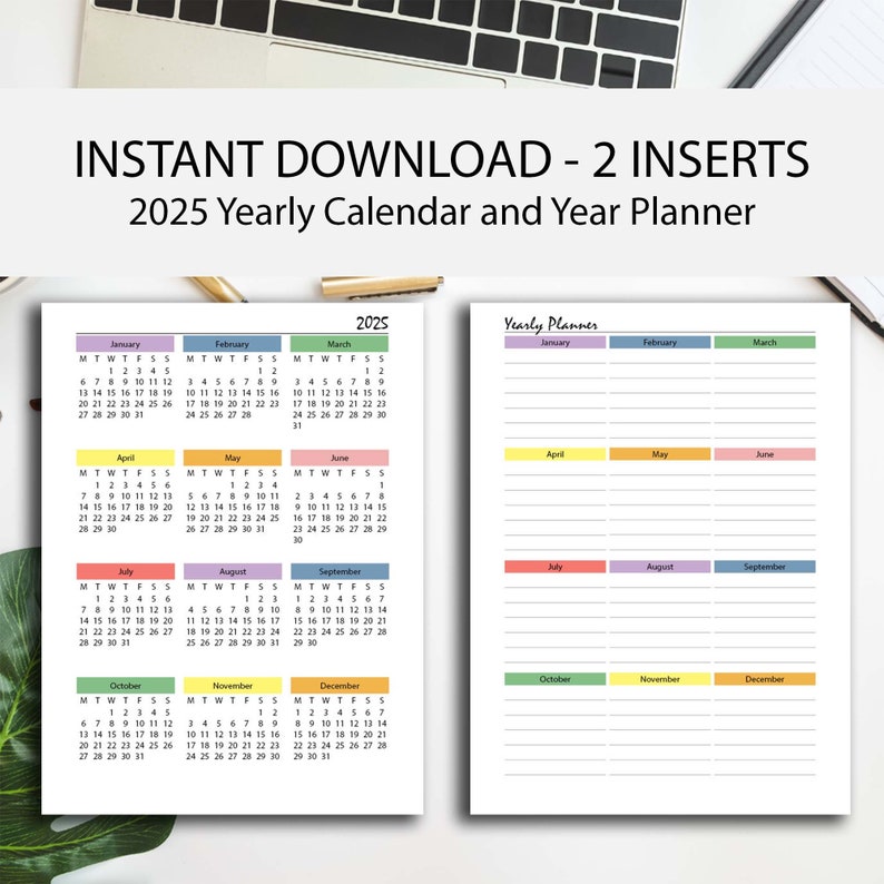 2025 Year Calendar Rainbow Printable 2025 Calendar Pdf Etsy UK