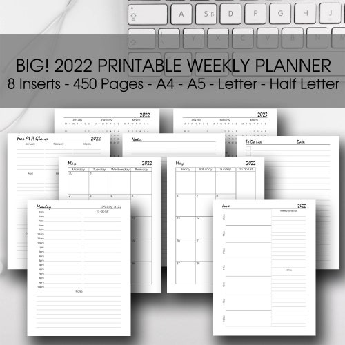 2022 Planner Inserts Printable 2022 Diary and Calendar Etsy UK