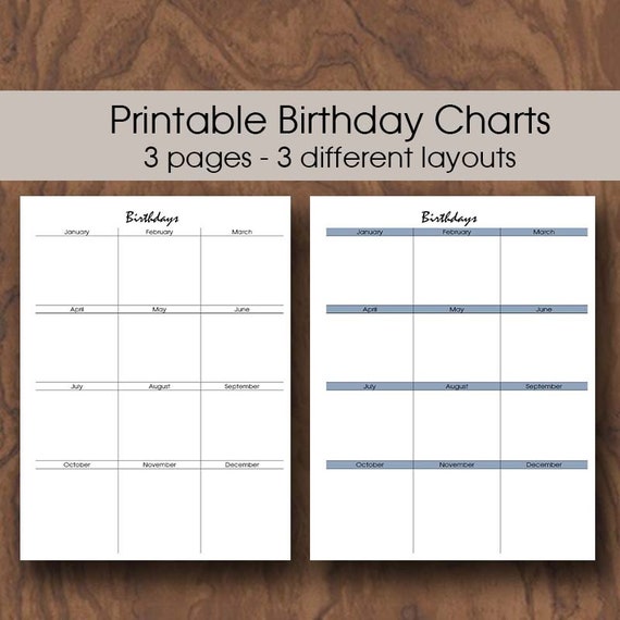 Birthday Charts For Classroom Printable