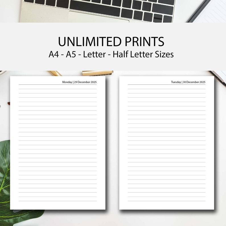 2025 Daily Planner Printable, Printable Daily Journal 2025, Daily Notebook Printable 2025, 2025