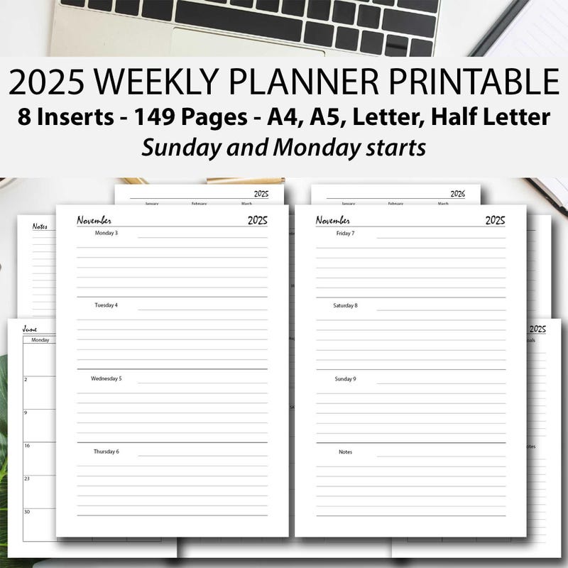 Weekly Planner Printable Etsy