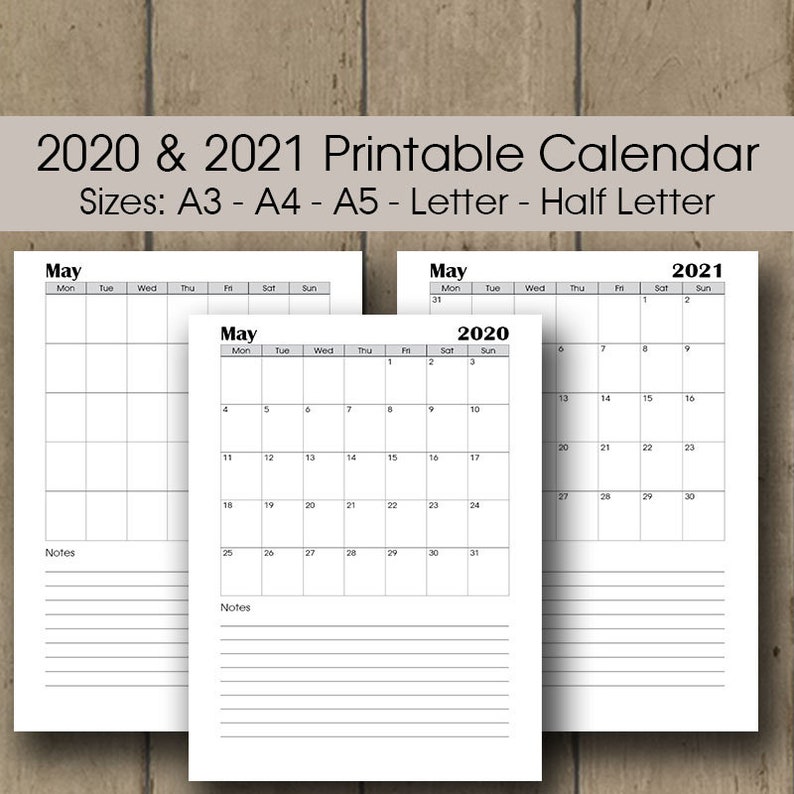 printable desk calendar 2020 a3 calendar 2020 planner etsy