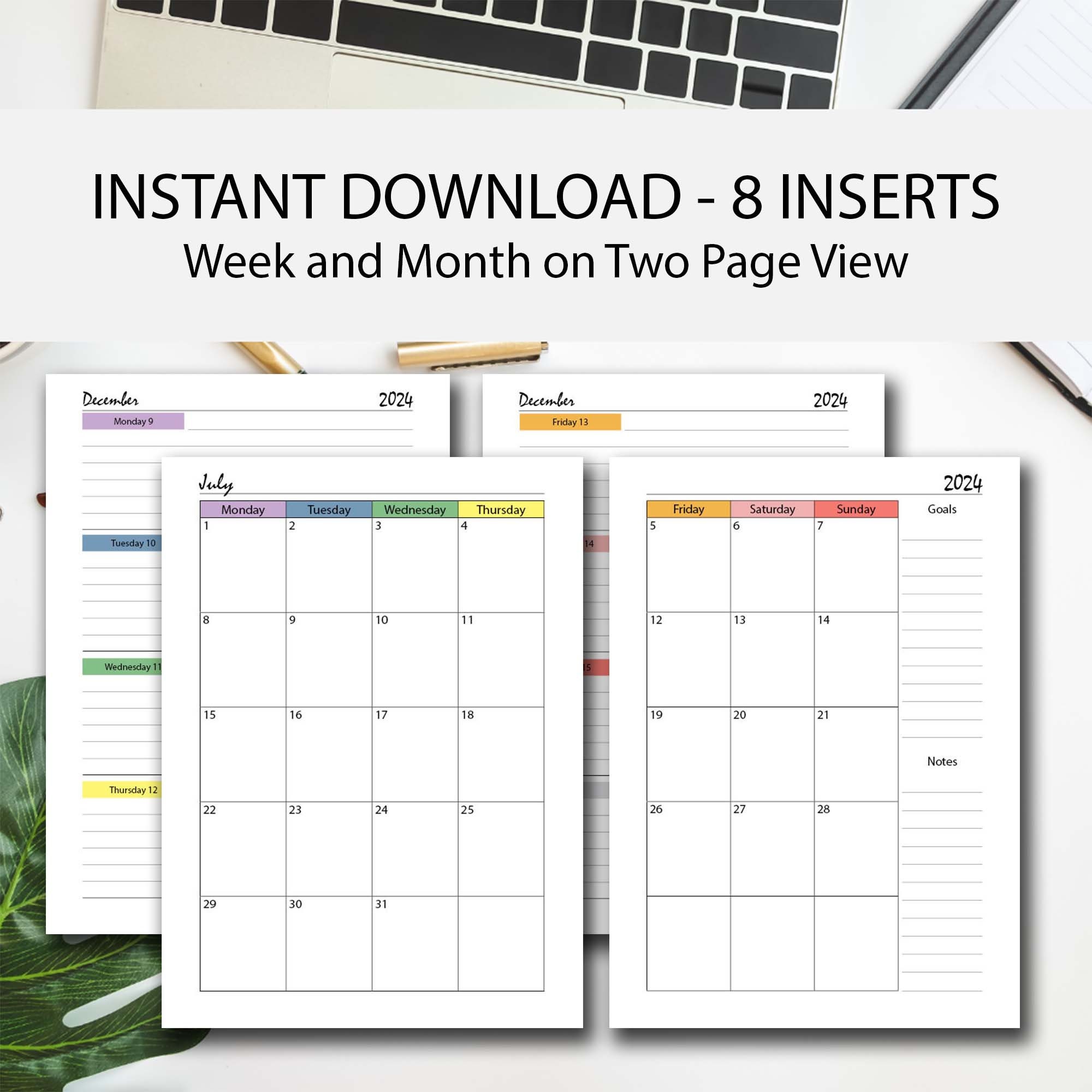 20242025 Organizer Printable Rainbow BUNDLE, A5/a4/half Letter/letter