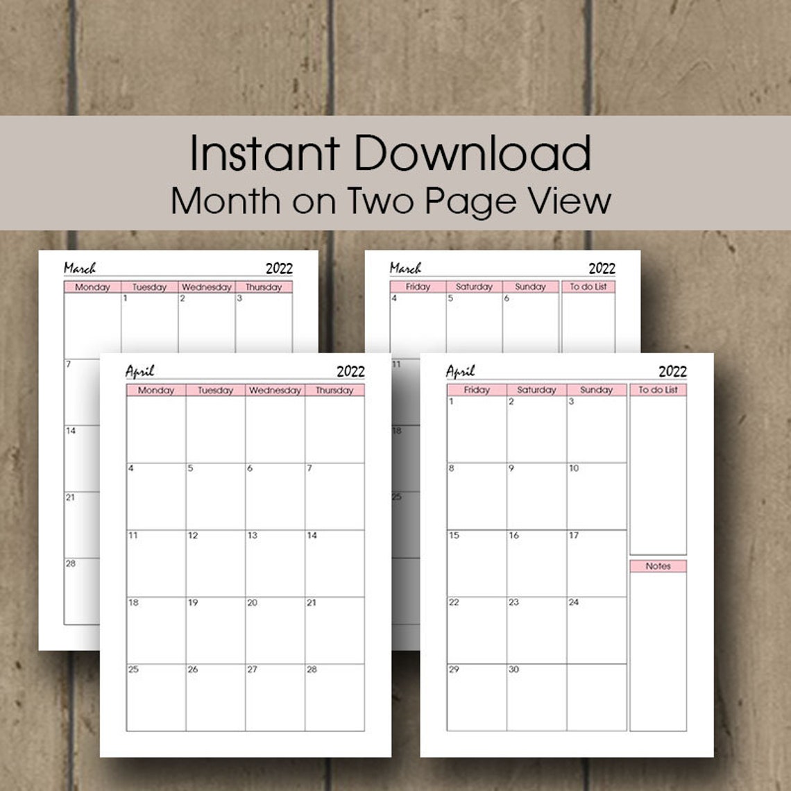 2022 calendar page printable 2022 monthly planner insert etsy