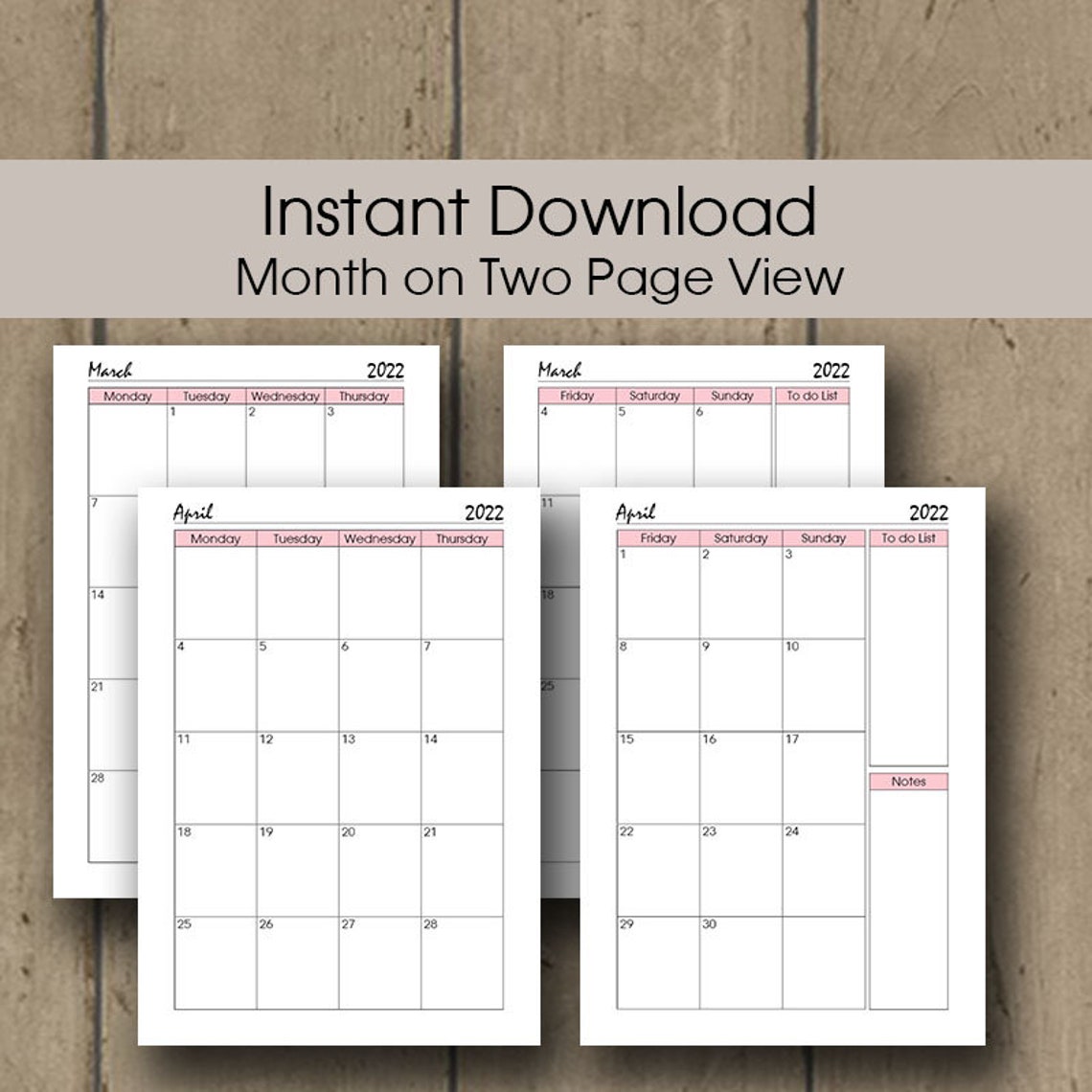 2022 Calendar Page Printable 2022 Monthly Planner Insert Etsy