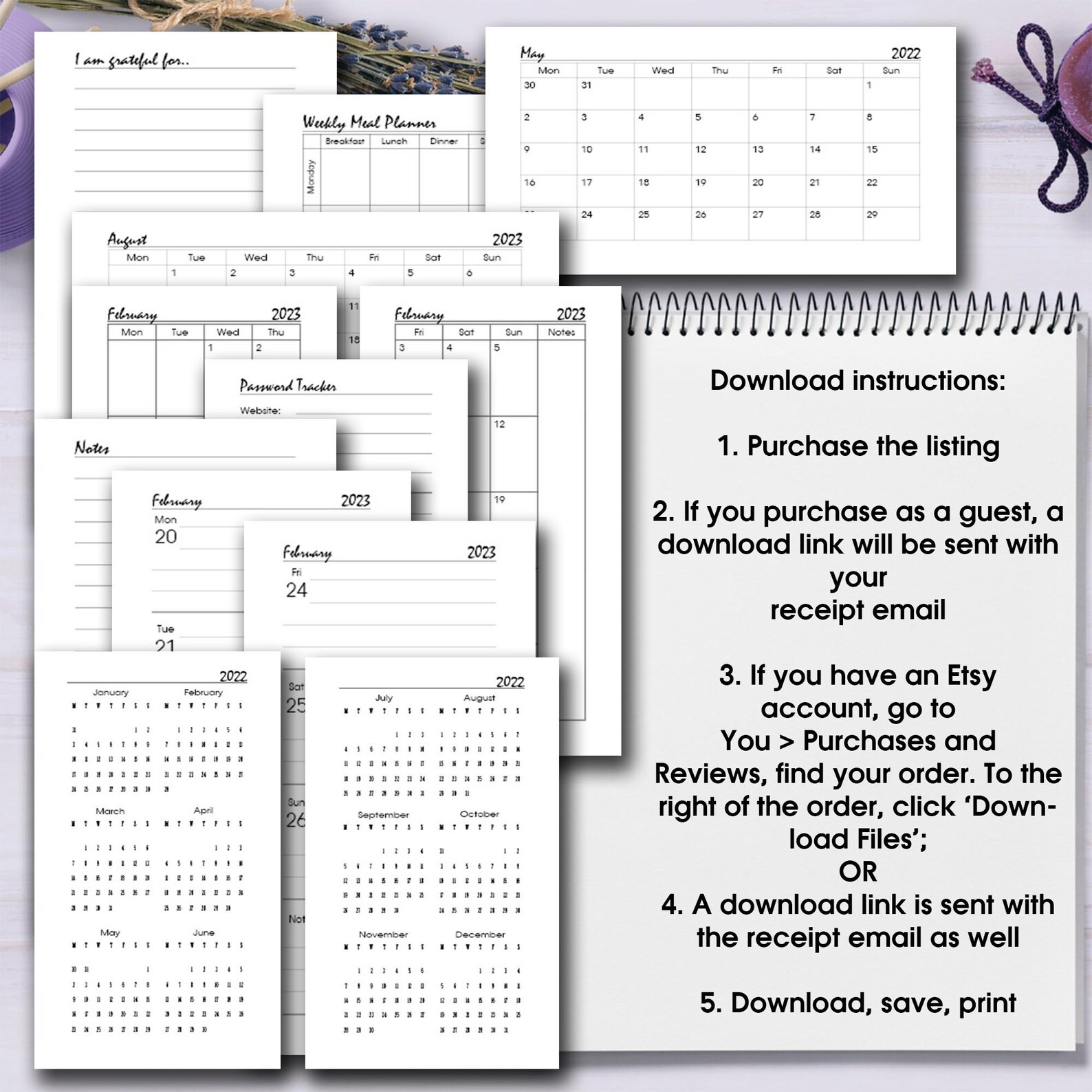 20222023 Mid Year Personal Size Printable Planner Insert Etsy UK