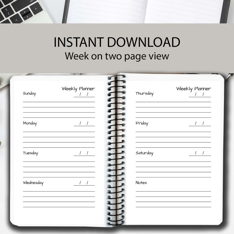 Weekly Planner Sunday Start, Weekly Calendar, A5 Journal Page ...