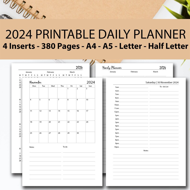 2024 Daily Planner Printable BUNDLE 2024 Daily Planner Etsy