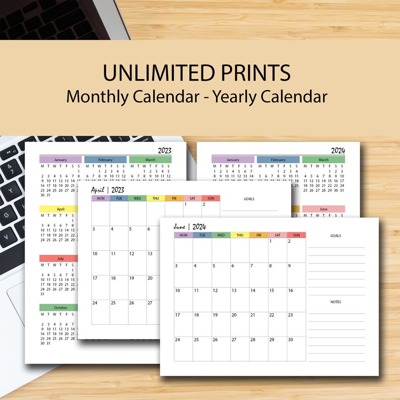 20232024 Planner Printable Midyear Rainbow BUNDLE, A5/A4/US Half
