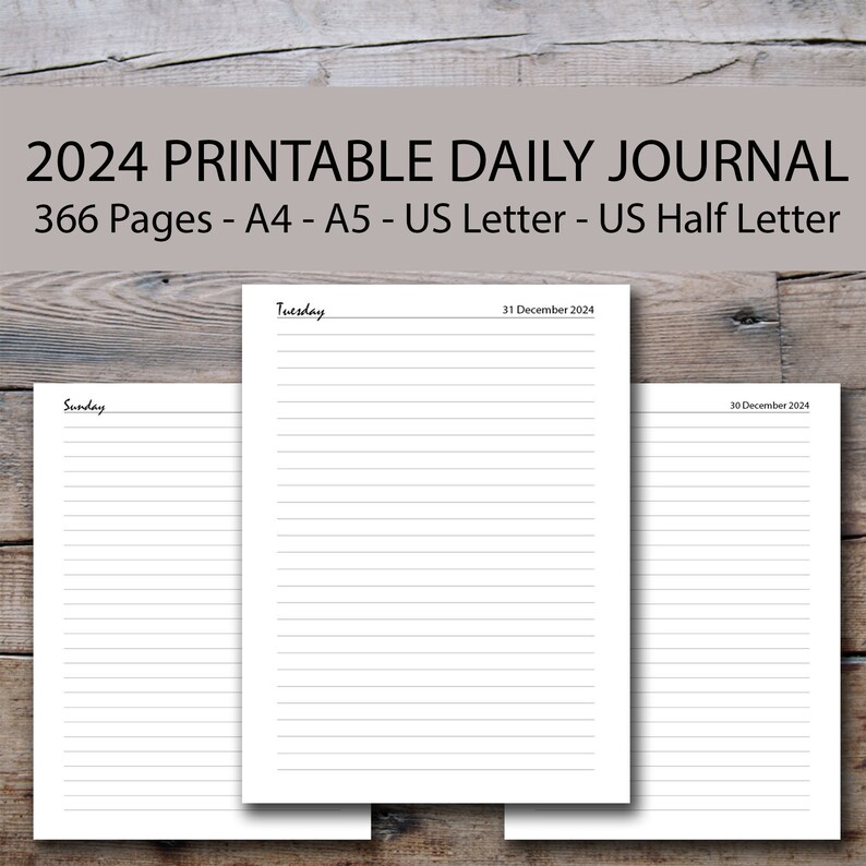 2024 Daily Journal Printable 2024 Printable Daily Diary Etsy Canada