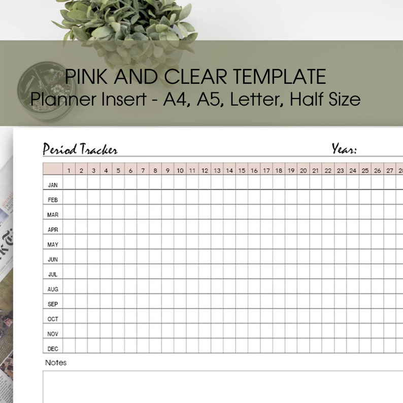 Period Tracker Printable Template Etsy Ireland