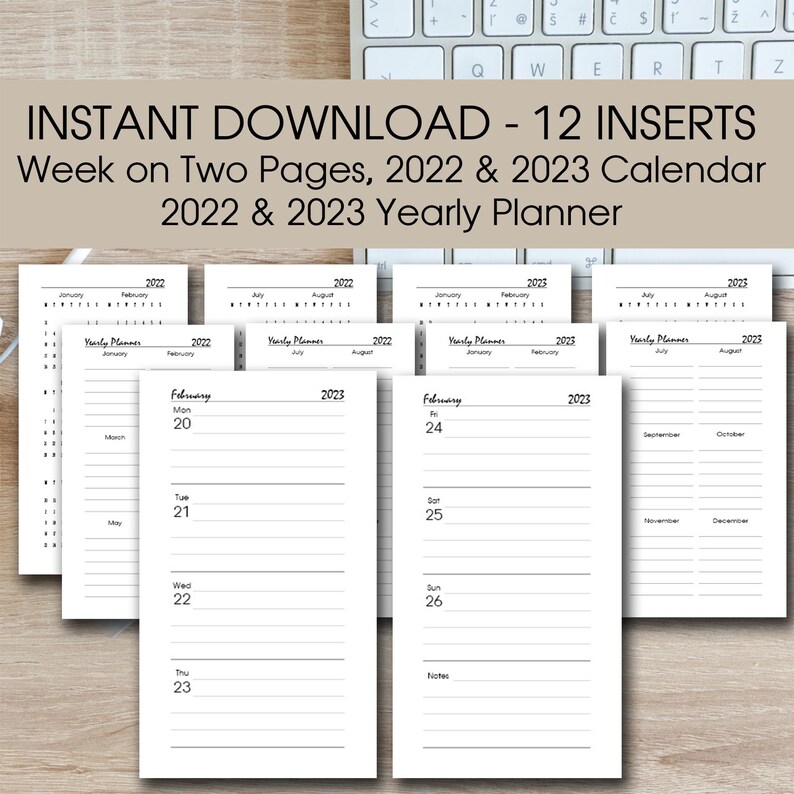 20222023 Mid Year Personal Size Printable Planner Insert Etsy UK