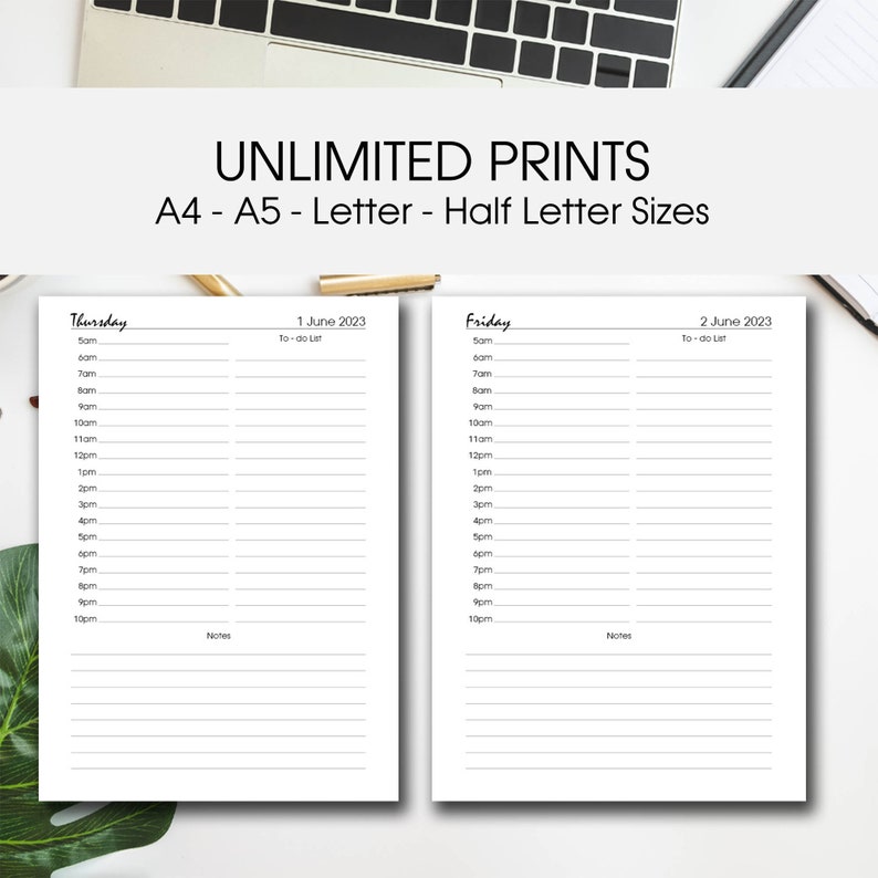 2023 Hourly Daily Planner Printable 2023 Daily Notebook Etsy Singapore