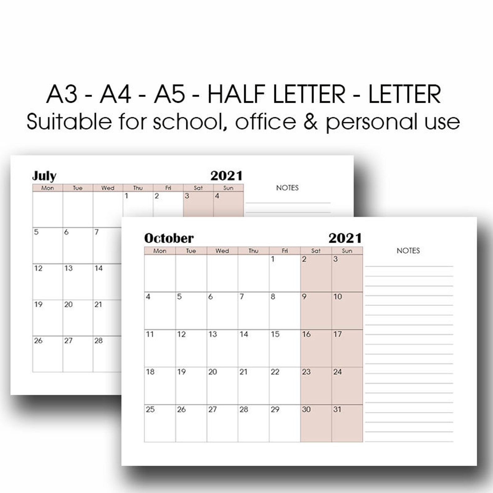 2022 a3 printable calendar 2022 monthly planner insert a4 etsy