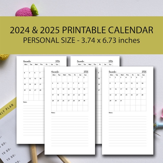 Personal 2024 Month On One Page Planner Inserts