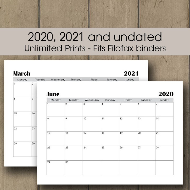 2020-2021 Printable Calendar Bundle A3 Wall Calendar 2020 ...