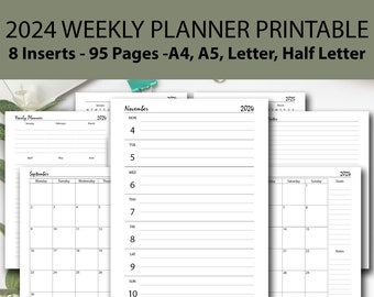 2024 Weekly Planner Printable BUNDLE, 2024 Week at a Glance, 2024 Weekly Planner Printable, A5/A4/US Half Letter/US Letter, Weekly Schedule